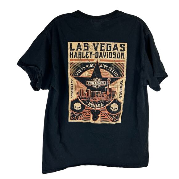 Harley Davidson Mens T-Shirt Las Vegas Nevada Black Live To Ride Size Large - Picture 1 of 6